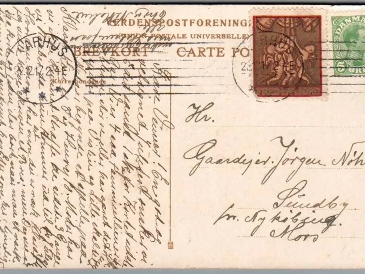 Billede 1 - Julemærke 1917 på Postkort