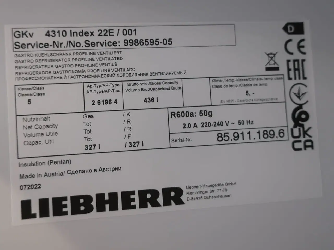 Billede 4 - Køleskab LIEBHERR GKv 4310