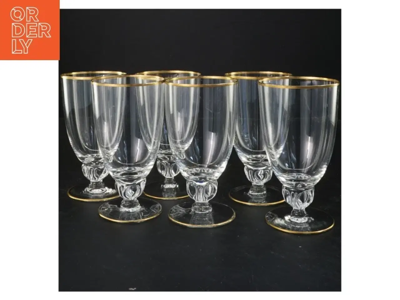 Billede 1 - Sæt med seks glas med guldkant (str. 14x8 cm)