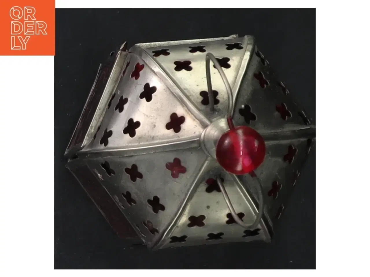 Billede 3 - Metal lanterne med glasdetaljer (str. 19 cm)