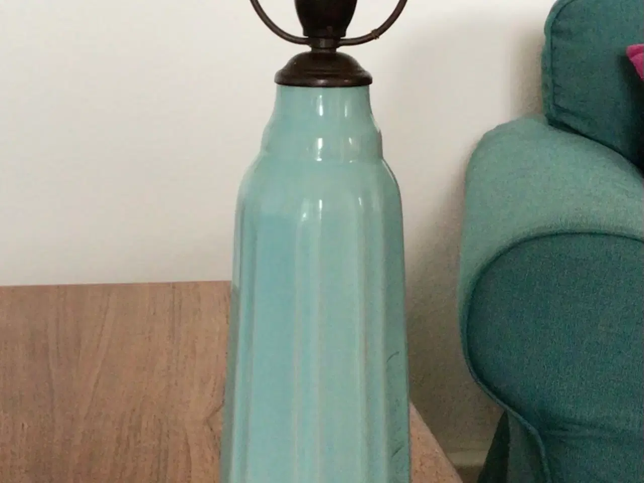 Billede 1 - Lampe i porcelæn, retro, mintfarvet