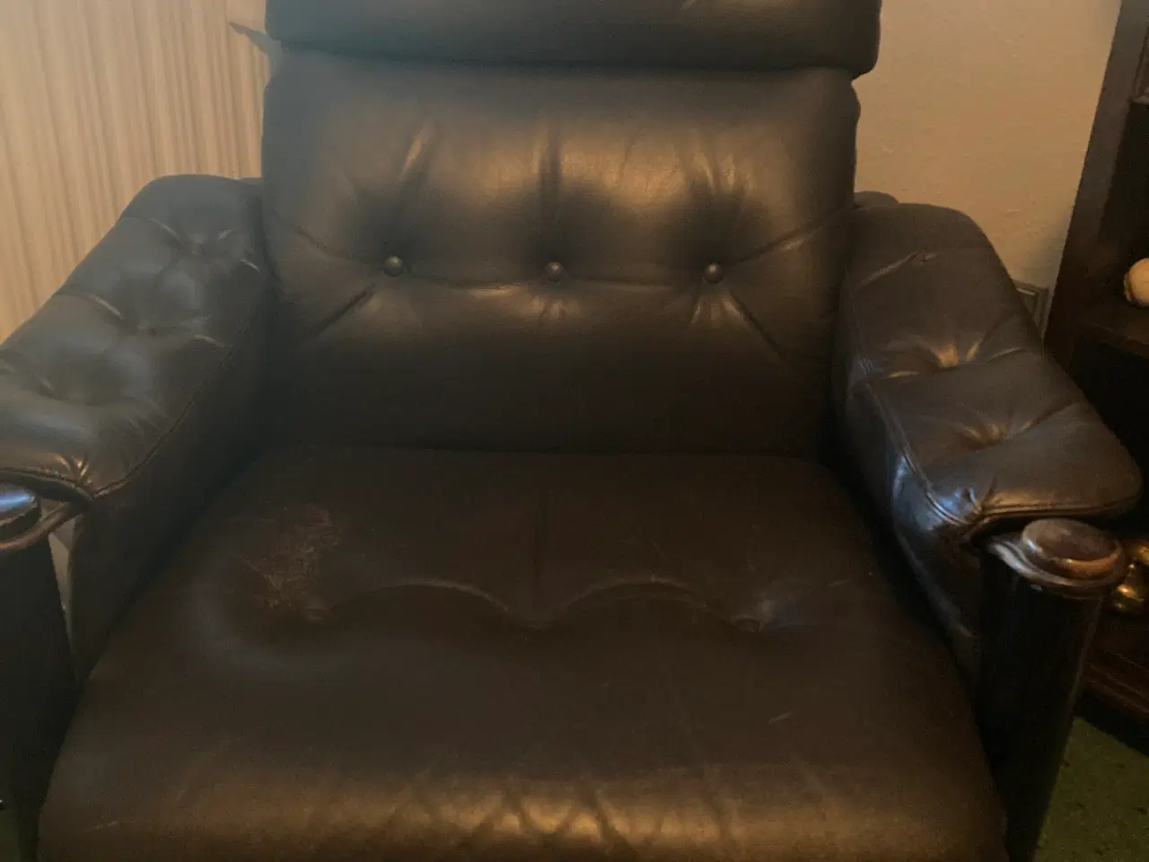 Billede 1 - Læder stol brunt læder