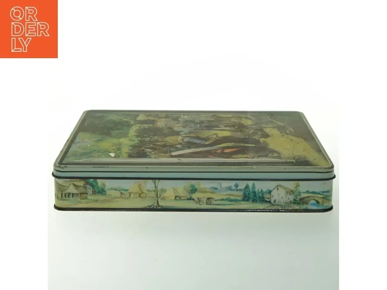 Billede 2 - Vintage Rektangulær dåse med motiv (str. 27 x. 21 cm)