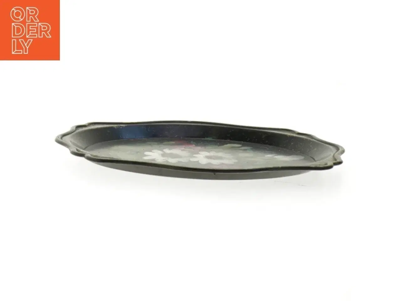 Billede 3 - Dekorativ Vintage Metal Bakke med blomstermotiv (str. 19,5x16,5 cm)