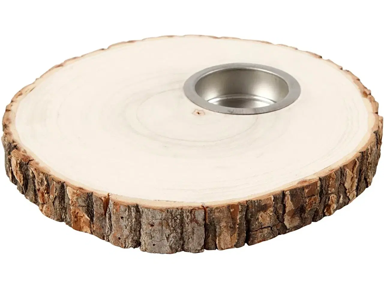 Billede 1 - Rustik Fyrfadsstage i Træ med Bark, 14-16 cm