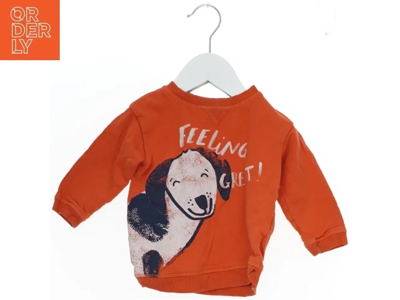 Billede 1 - Orange sweatshirt med hundemotiv fra H&M (str. 74)