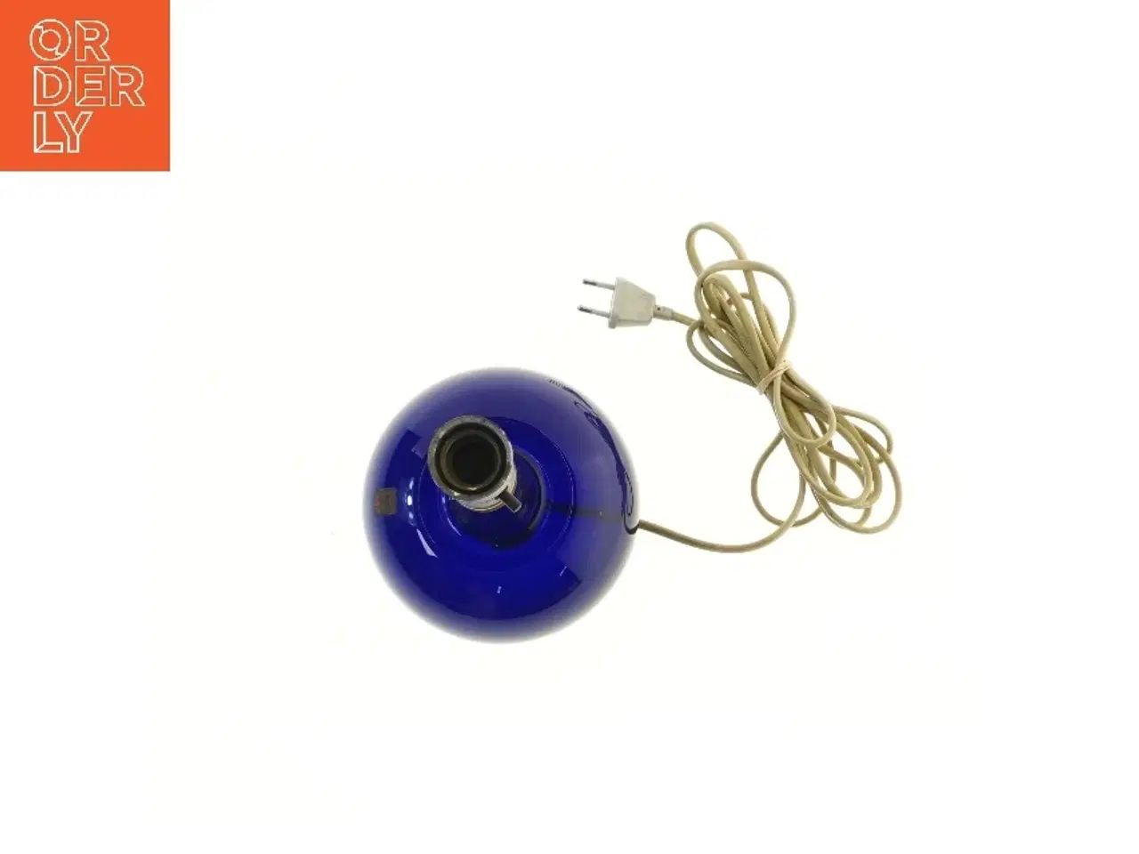 Billede 3 - Blå glasbordlampe fra Holmegaard (str. 28 cm)