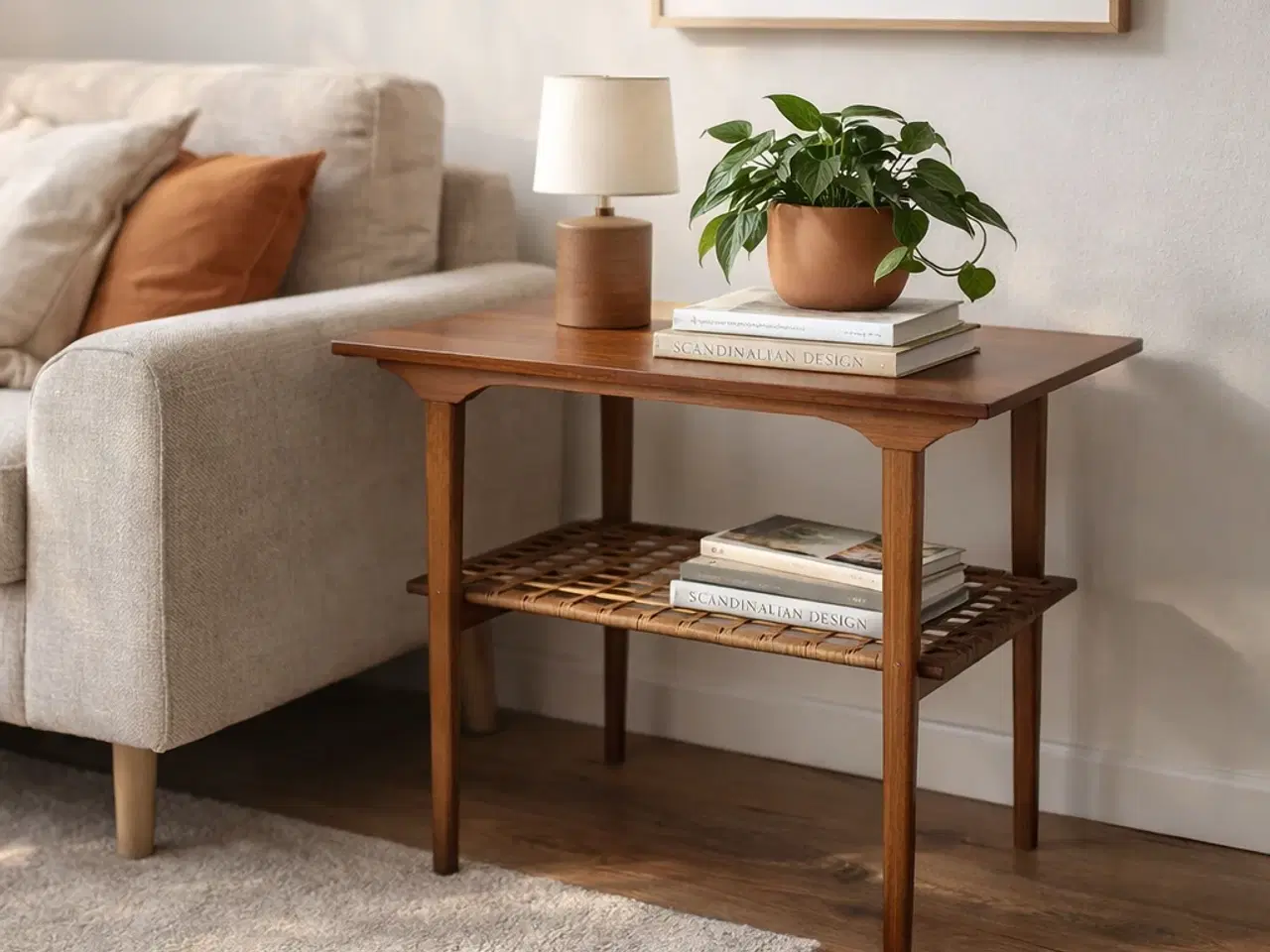 Billede 2 - Teak sofabord / sidebord med flet - flot stand