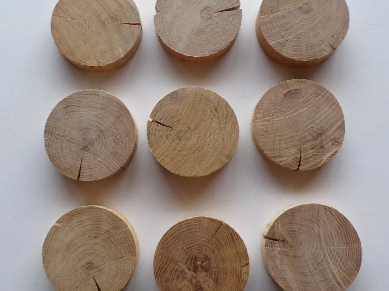 Billede 3 - 10 NYE Træskiver Egetræ ca. 9,5 cm 