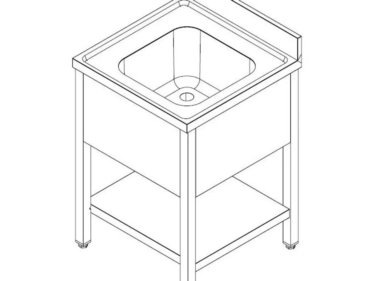 Billede 2 - Stålbord med vask – 70x70x85 cm