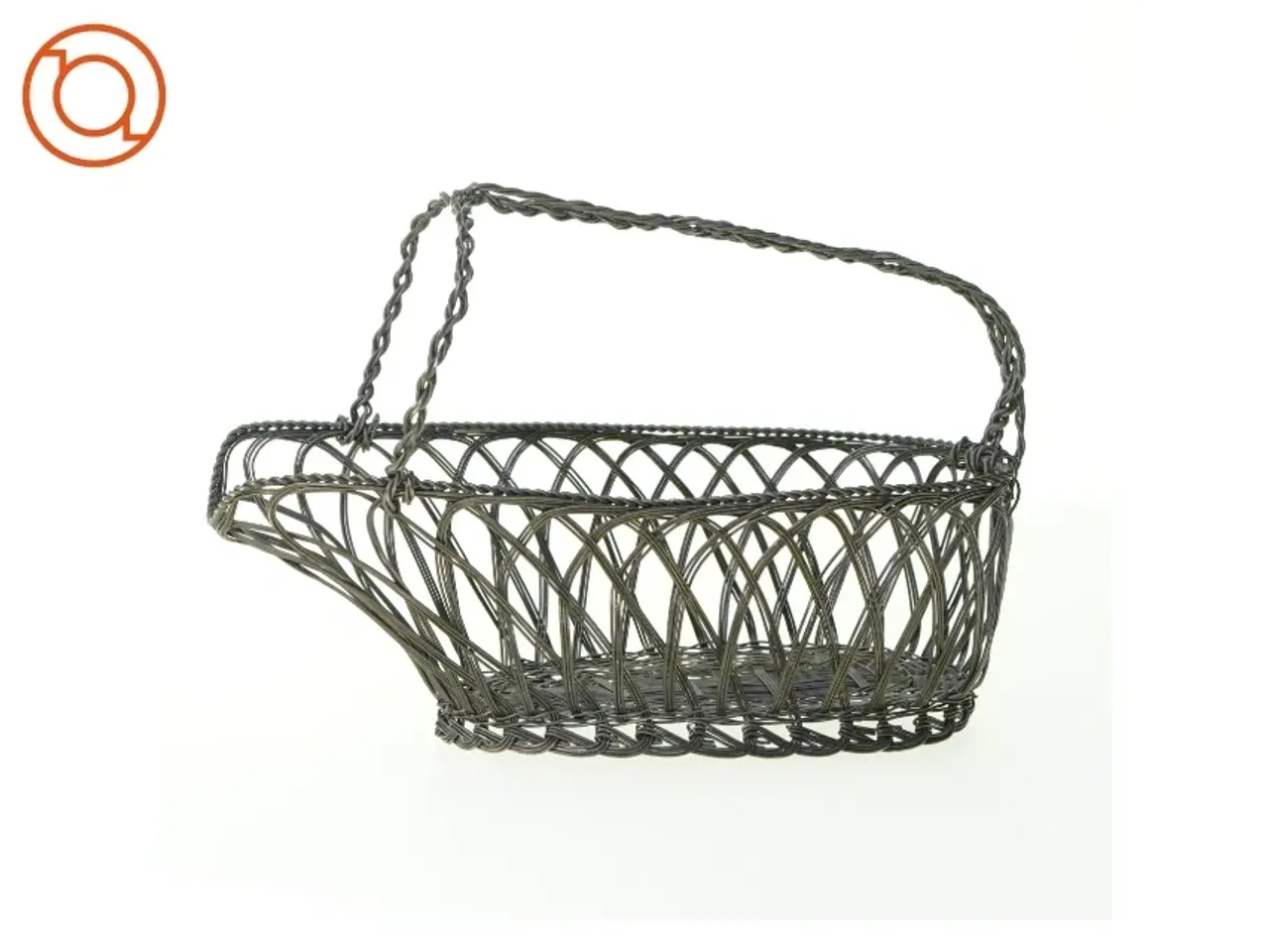 Billede 1 - Fil de fer Metal flet kurv vinholder (str. 25 x 11 x 8 cm)