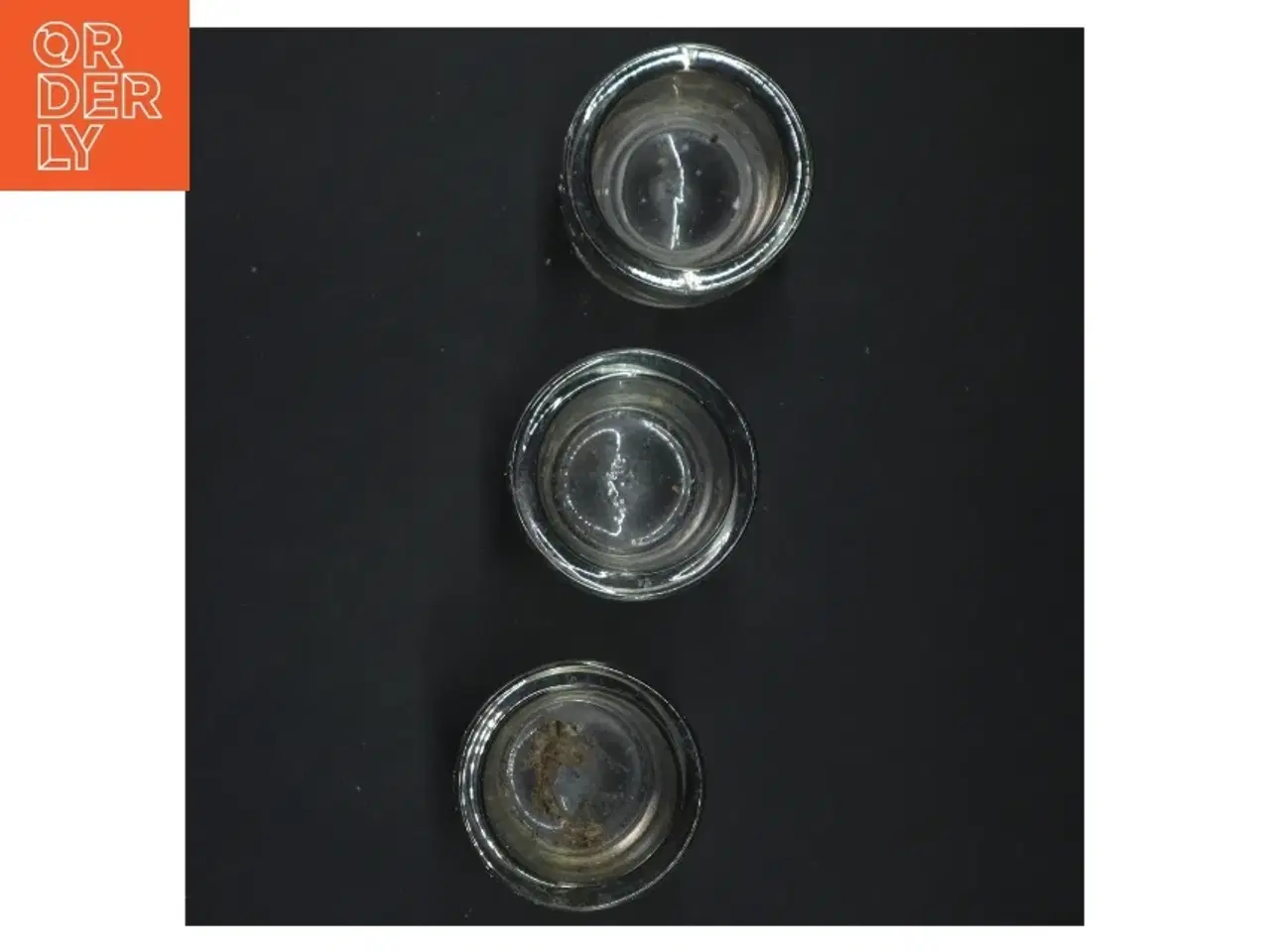 Billede 2 - Sæt af tre fyrfadsstager i glas (str. Ø 6,5x6 cm)