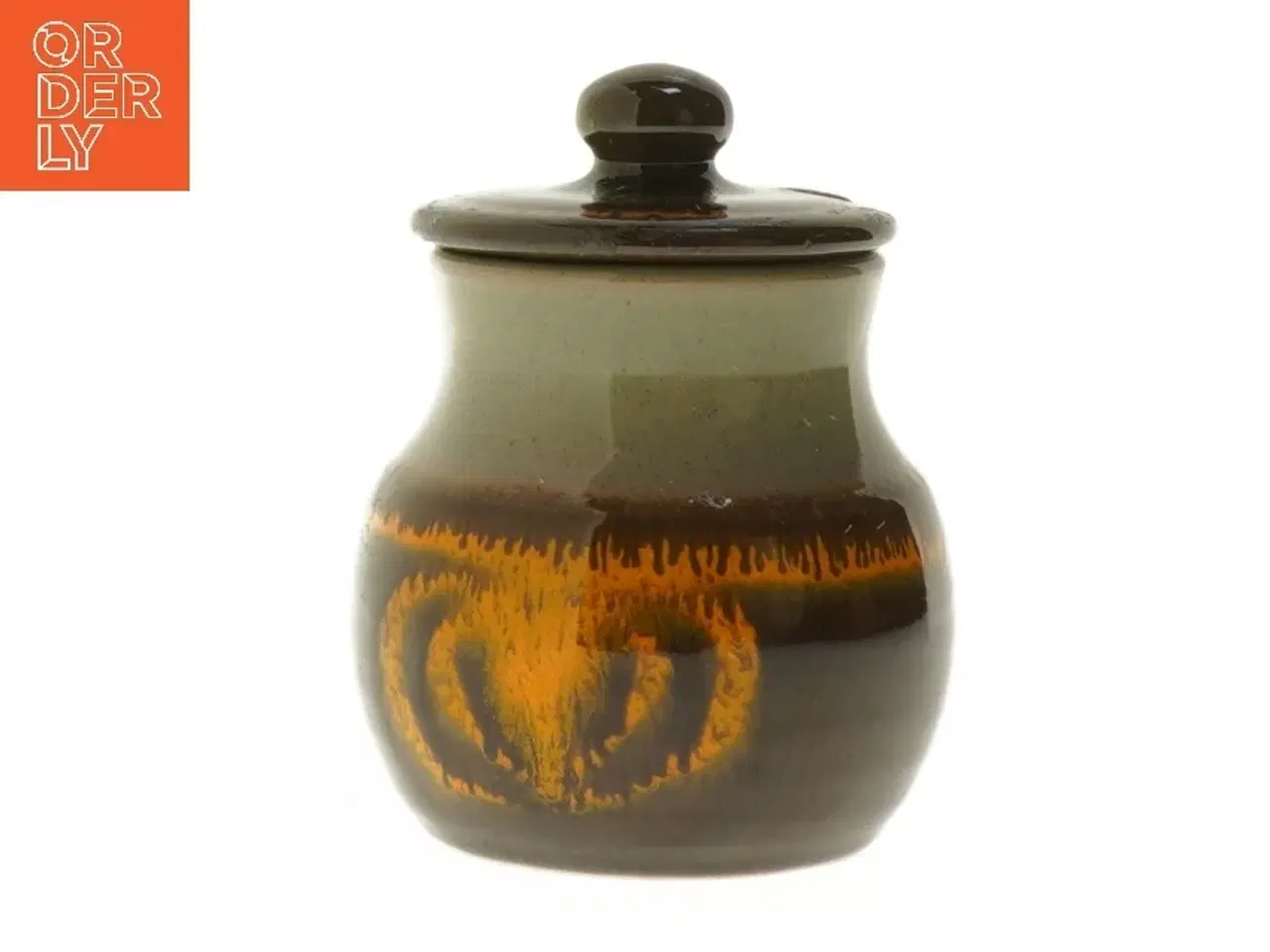Billede 2 - Keramik krukke til evt. Marmelade med låg (str. 13 cm)
