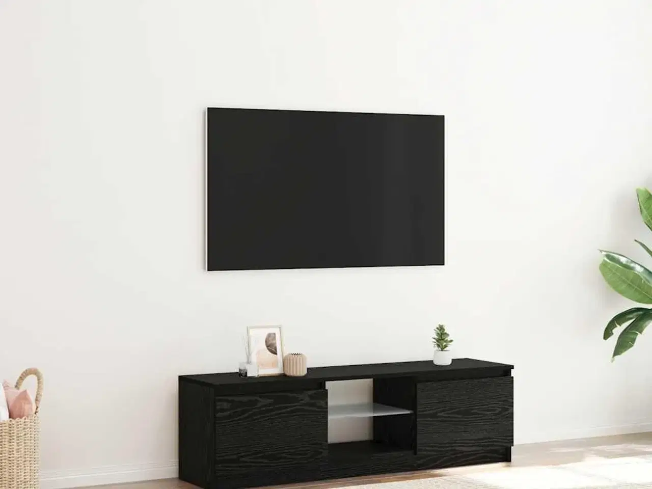 Billede 4 - Tv-bord med LED-lys 120x30x36 cm konstrueret træ sort egetræ