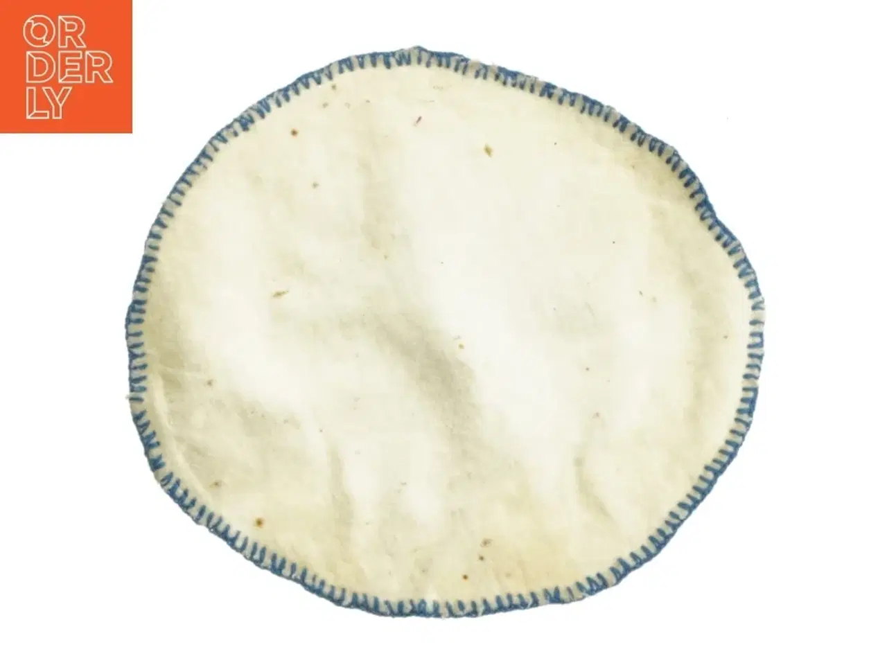 Billede 3 - Hvid rund dug med blå kant (str. Ø. 20 cm)