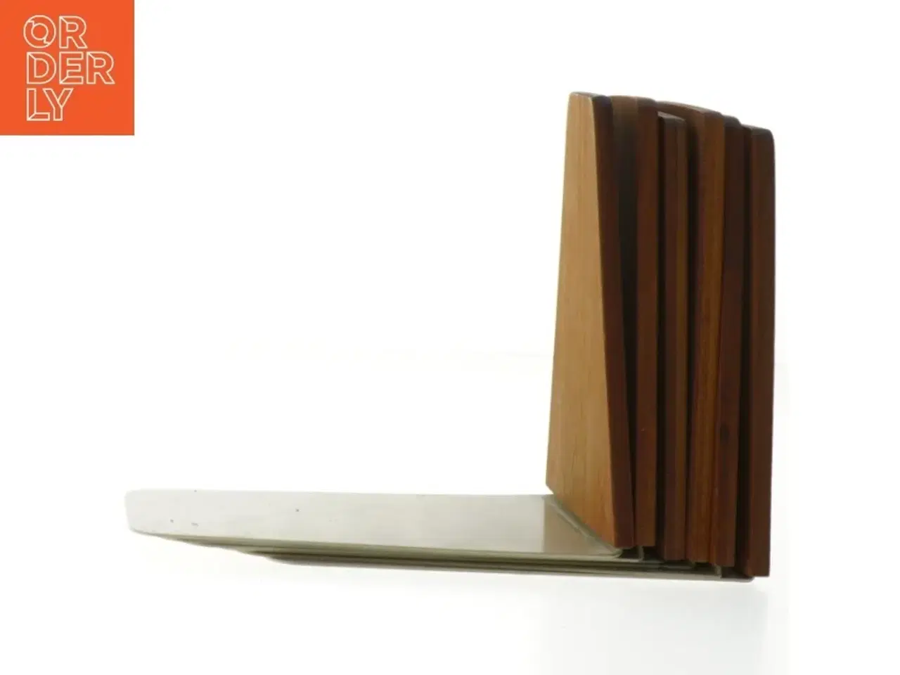 Billede 3 - 6 stk. Teak Vintage Bogstøtter Teak træ og metal (str. 14,5x14,5 cm)