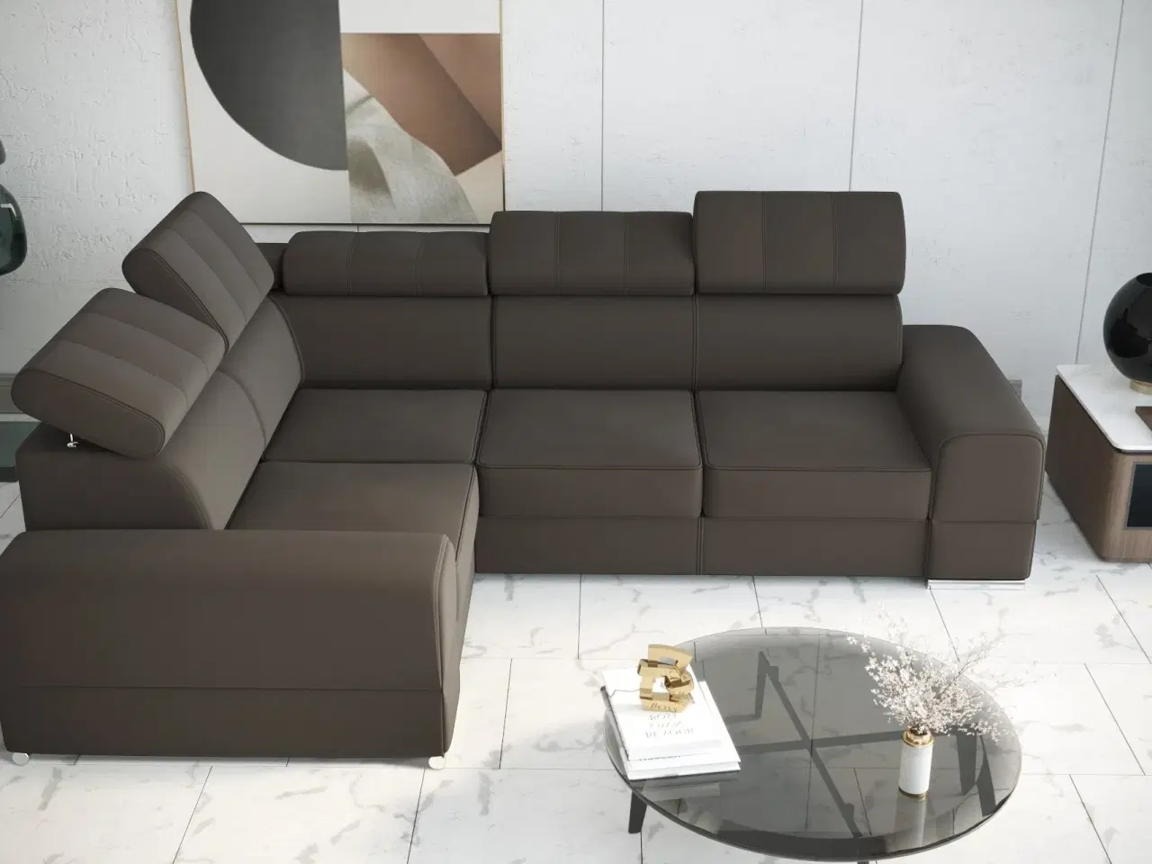 Billede 2 - ROYALS II HJØRNESOFA MED SOVEFUNKTION 280×210 Nuancer af beige VENSTRE