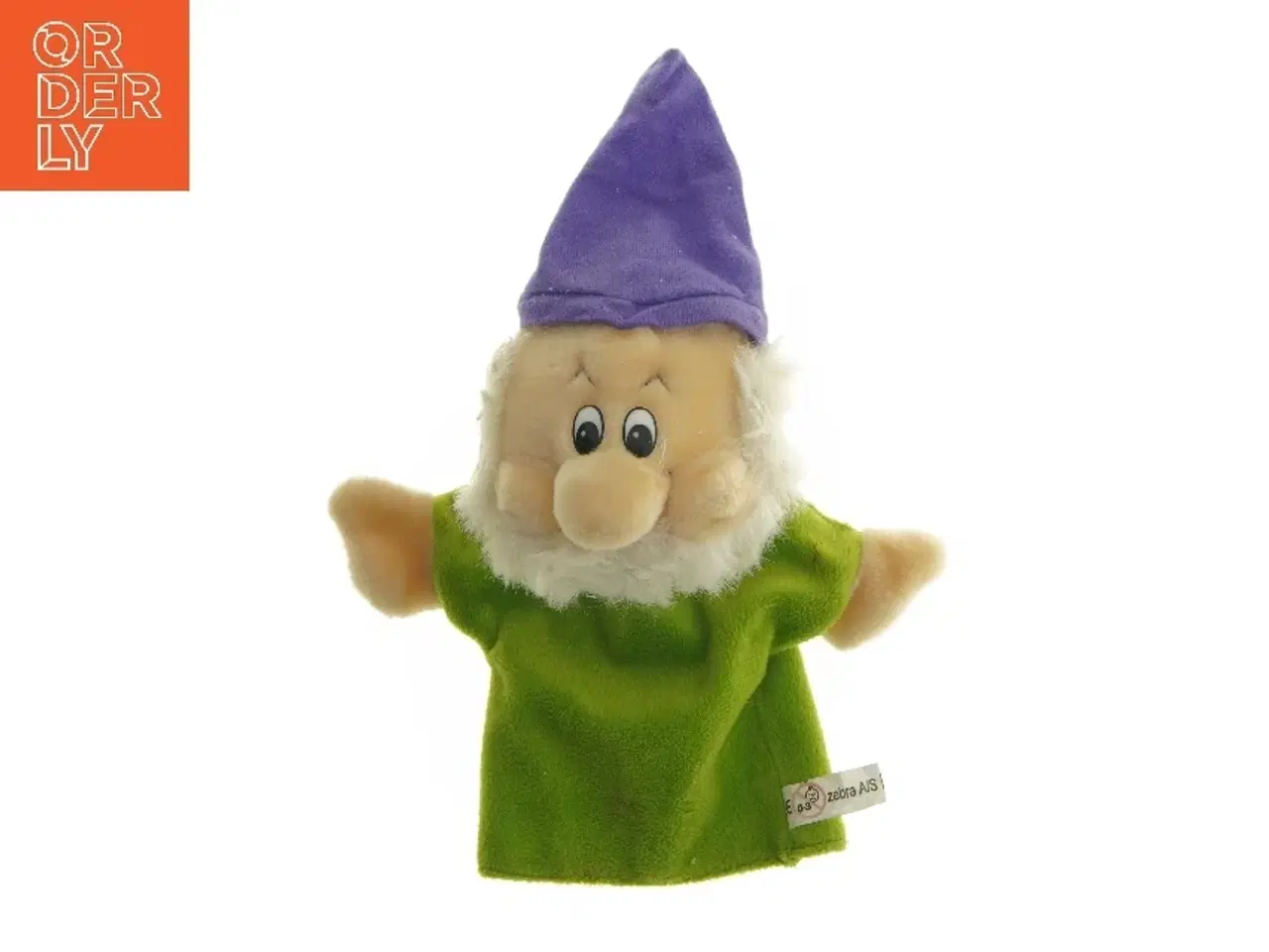 Billede 1 - Nisse hånddukke med lilla hat fra Zebra (str. 31 cm)