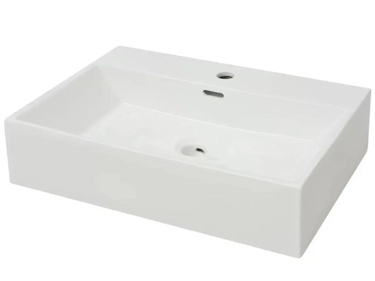Billede 2 - Håndvask med hul til vandhane keramik 60,5x42,5x14,5 cm hvid