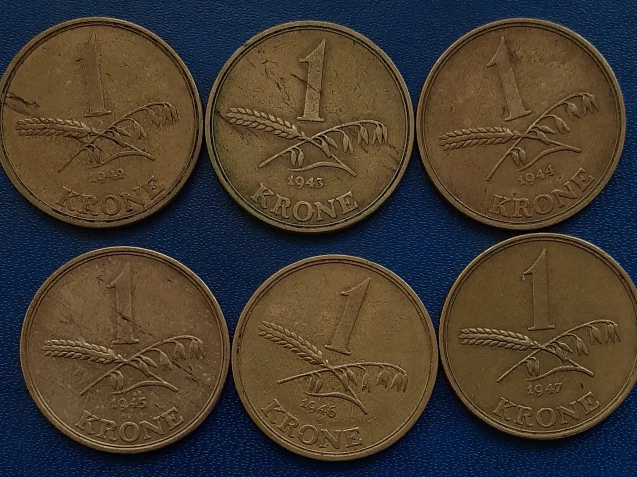 Billede 1 - 1 kr. komplet fra 1942 til 1947