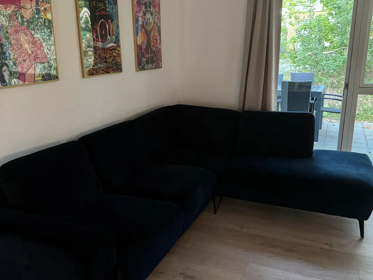 Billede 1 - Chaiselong sofa i blå velour