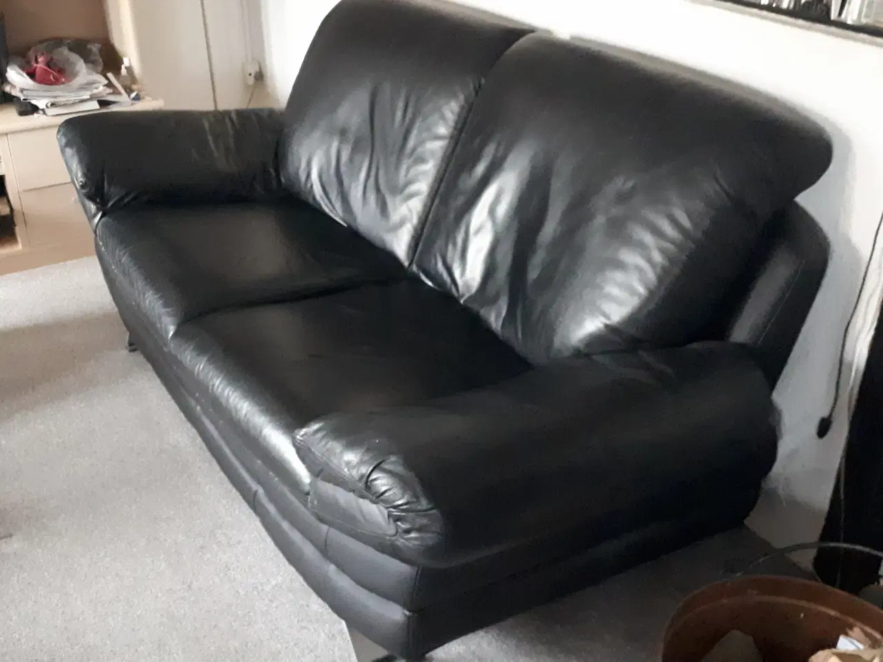 Billede 1 - Sofa i sort læder 
