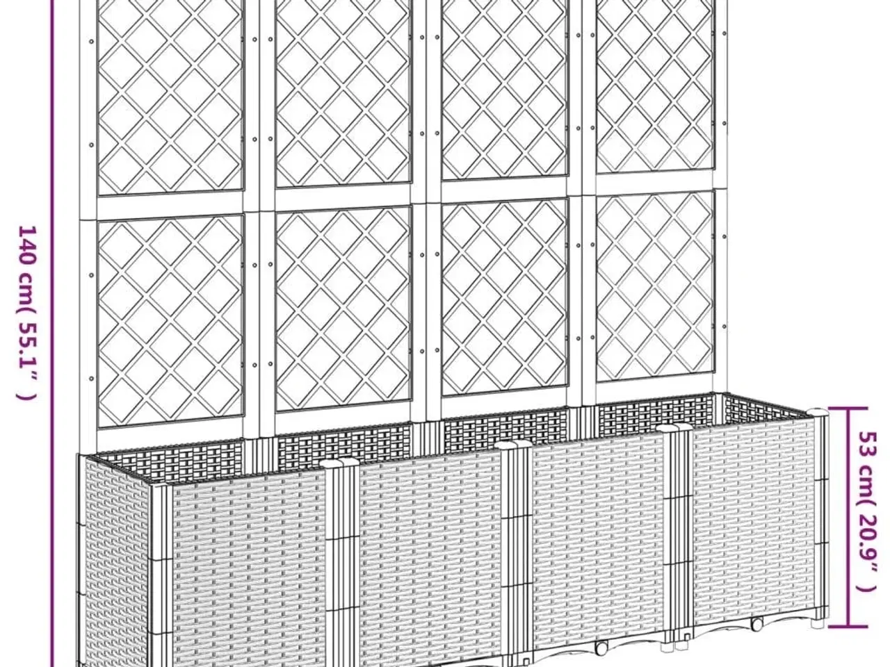 Billede 8 - Plantekasse med espalier 160x40x140 cm PP sort