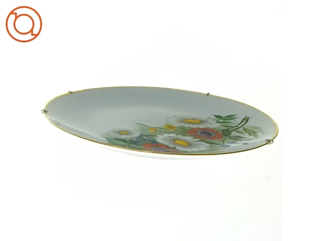 Billede 3 - Håndmalet Pynte Platte med Blomstermotiv til ophæng fra Krautheim (str. 31 cm)
