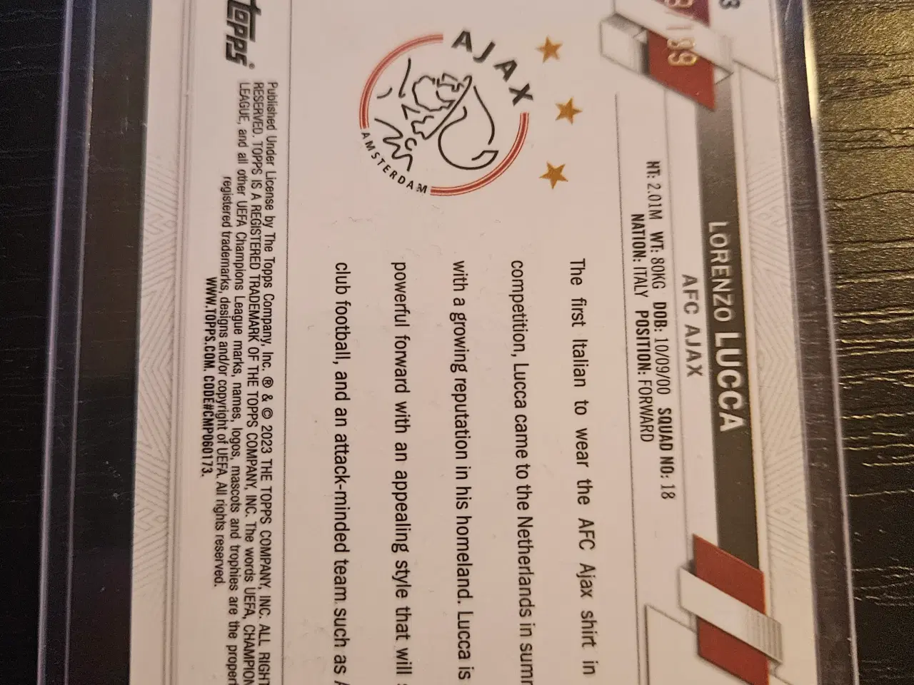 Billede 2 - Lorenzo Lucca 149/199 Fodboldkort