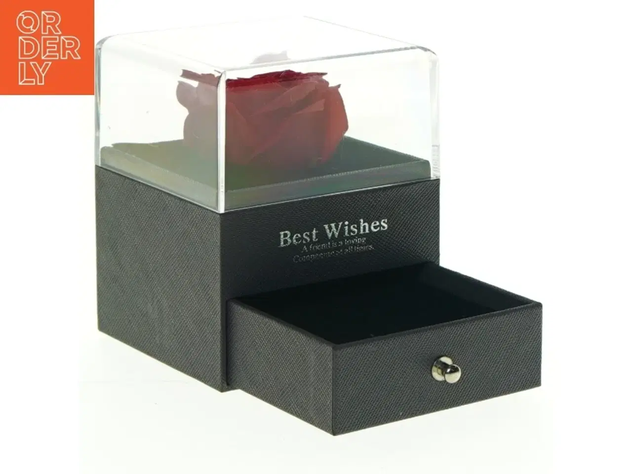 Billede 1 - Æske med rosenmotiv (str. 8 x 8 x 10 cm)