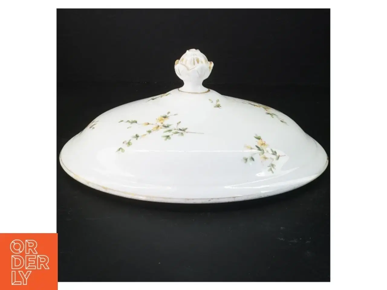 Billede 1 - Porcelænslåg med blomstermotiv (str. Ø 28 cm)