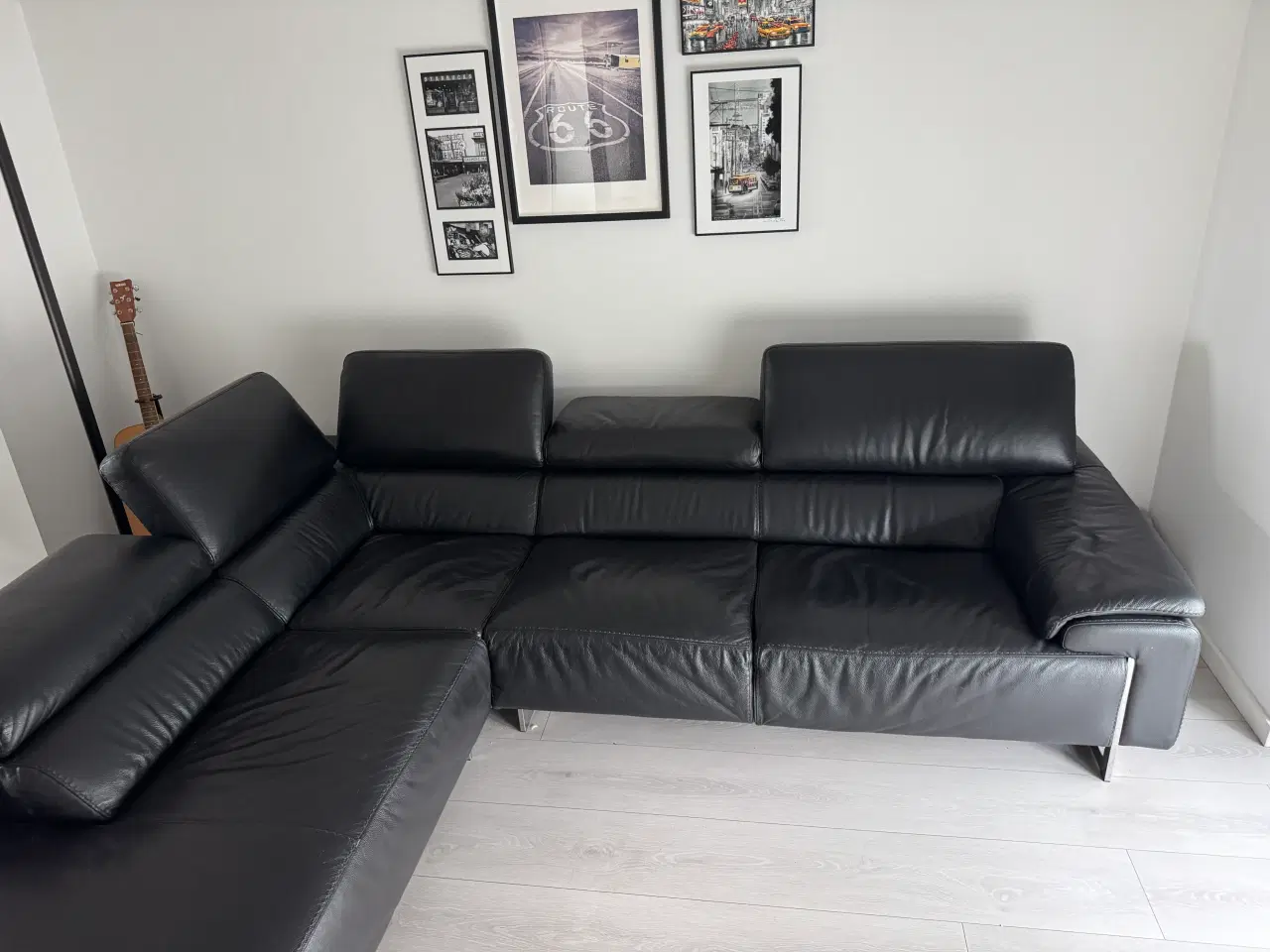 Billede 2 - Kvalitets lædersofa med chaiselong