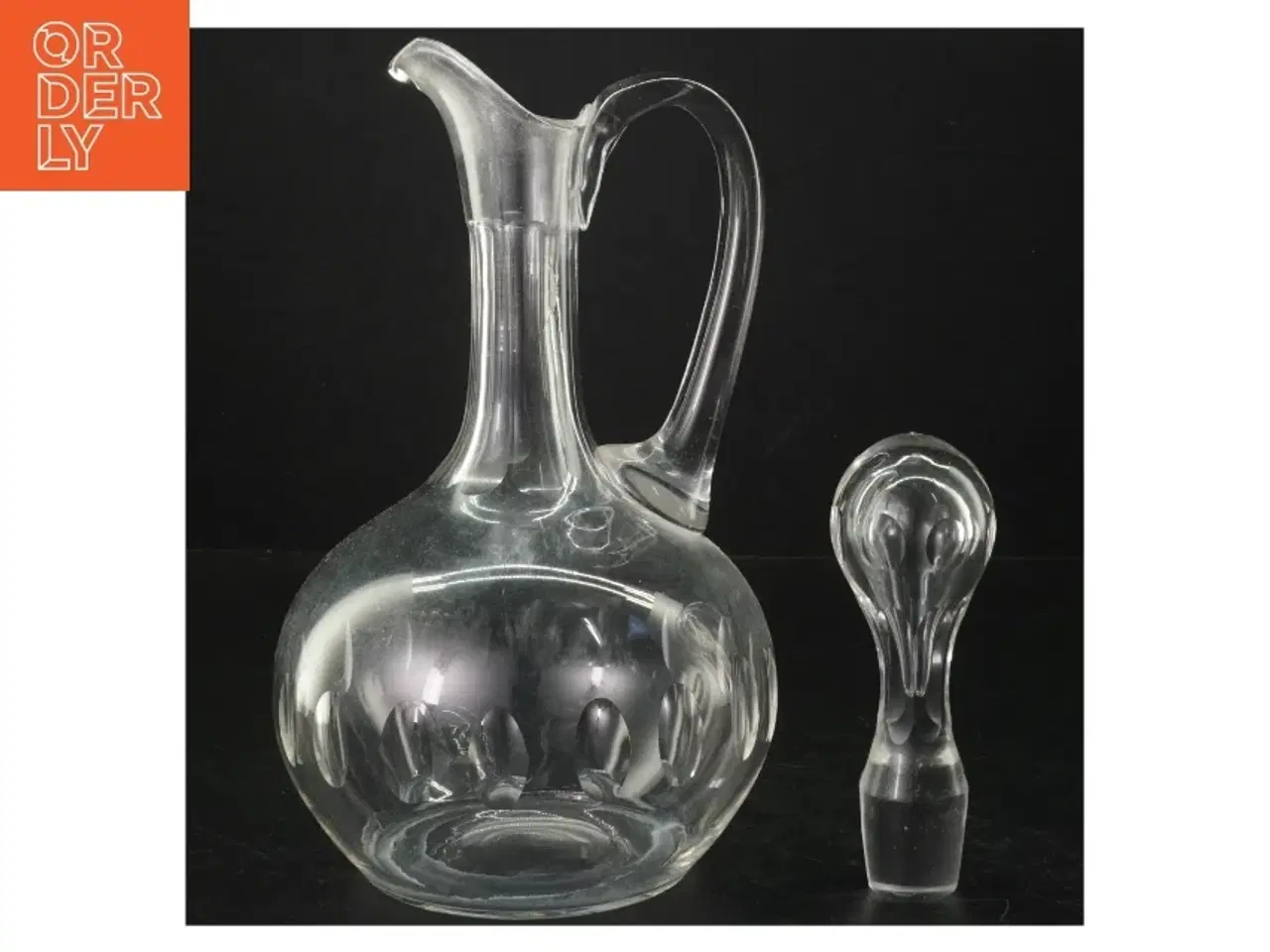 Billede 3 - Gennemsigtig glaskande med prop (str. 15 cm i diameter. 23 cm uden låg)