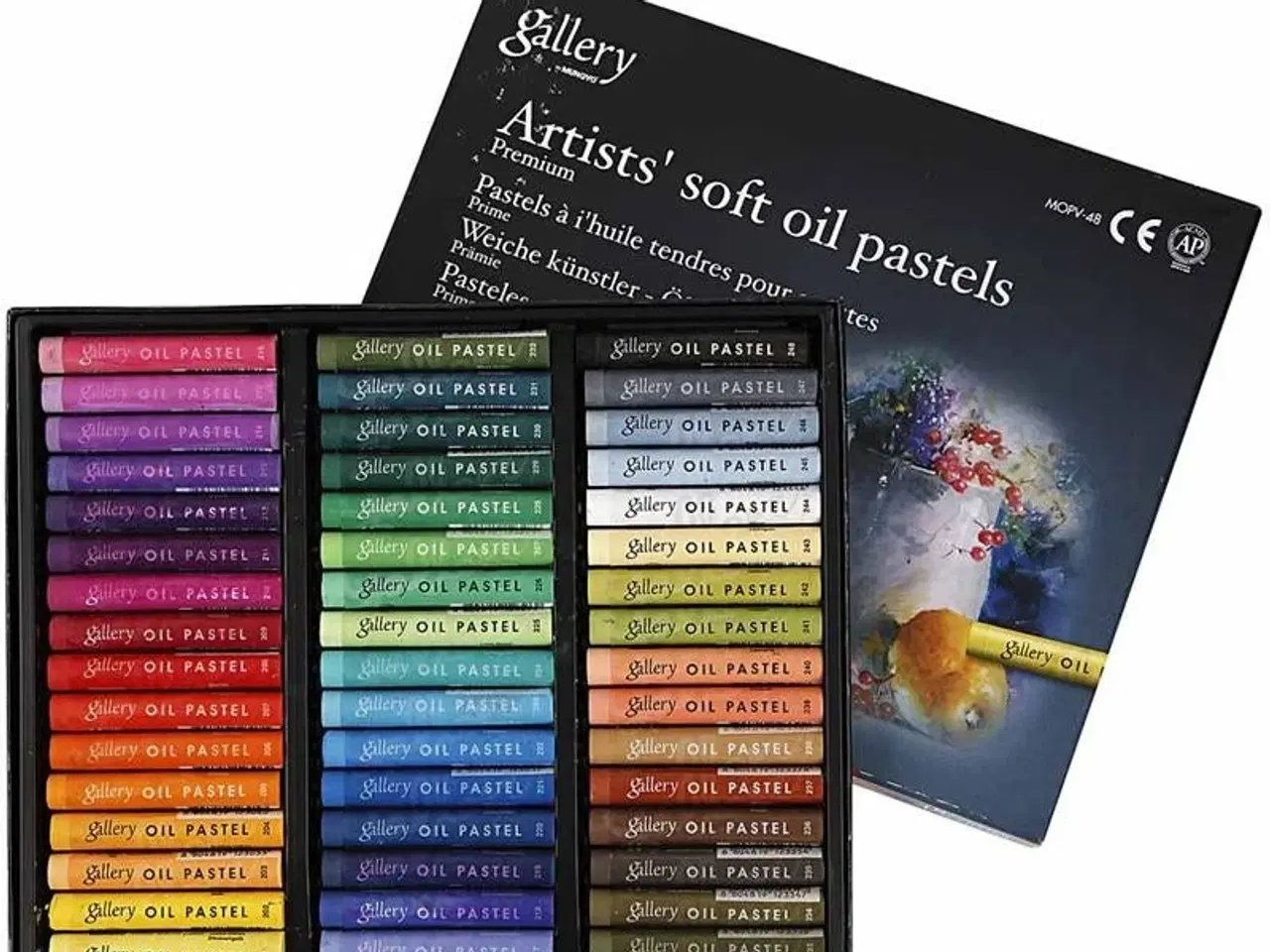 Billede 1 - Gallery Oliepastel Premium, L: 7 cm, tykkelse 10 mm, ass. farver, 48stk./ 1 pk.