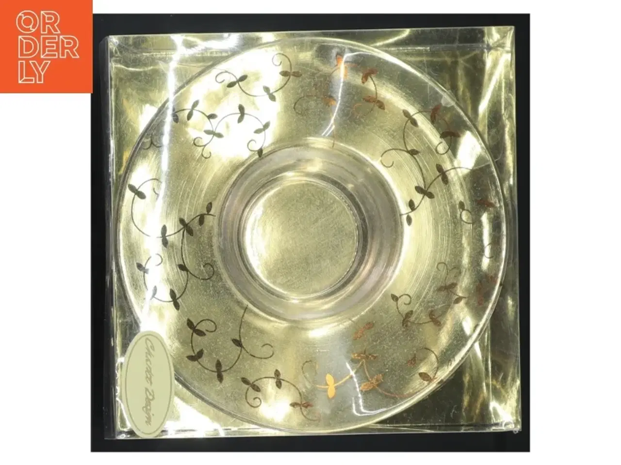 Billede 1 - Glas fyrfadslysestage med dekorative mønstre fra Charlot Design (str. Ø 15 cm)