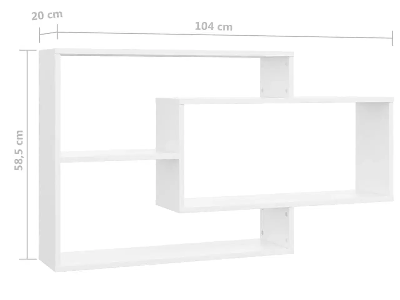 Billede 6 - Væghylder 104x20x58,5 cm konstrueret træ hvid