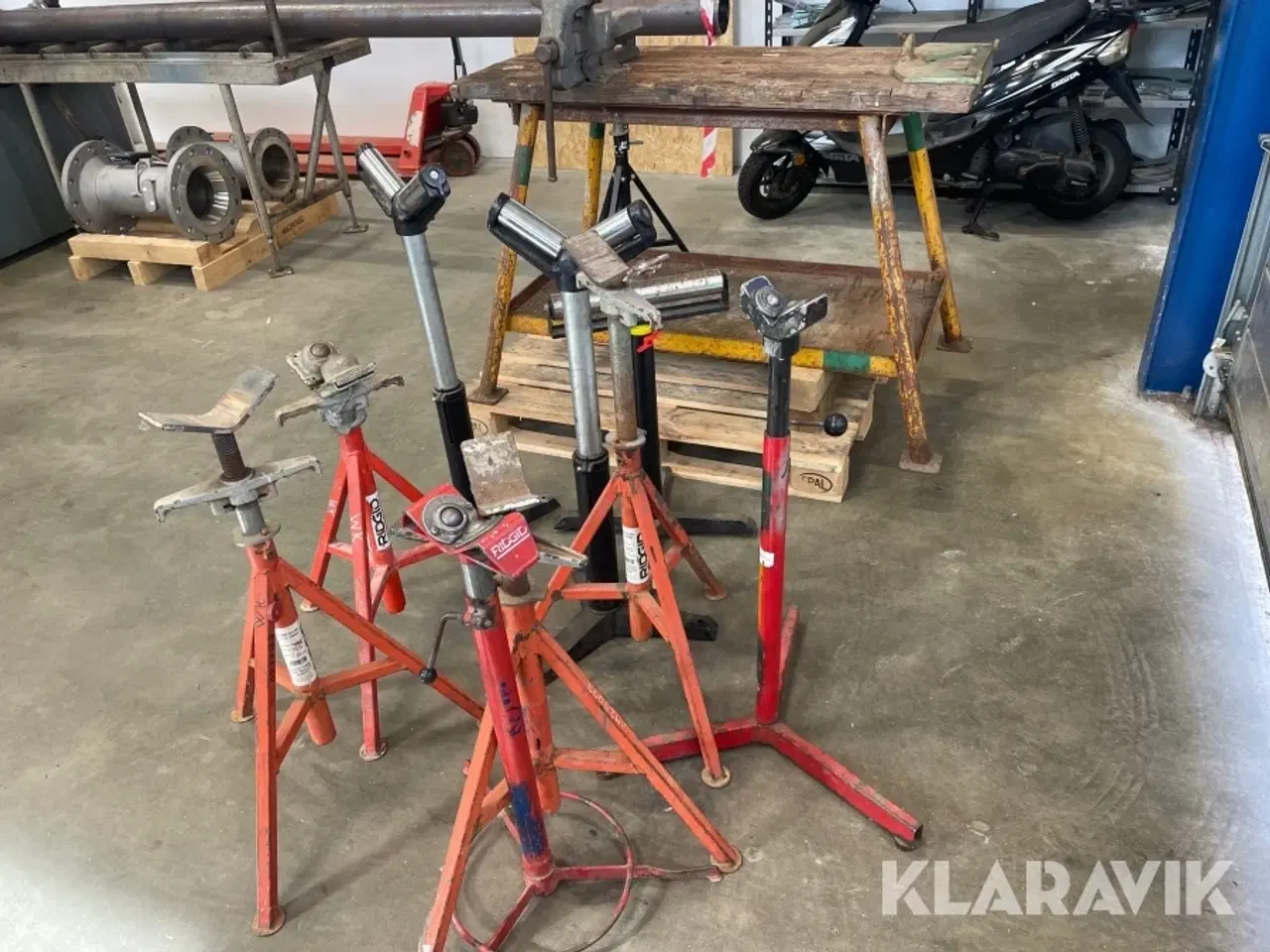 Billede 1 - Rørstøtter og arbejdsbord Ridgid vf-99 8 styk