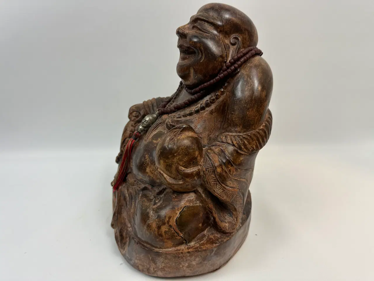Billede 8 - Stor asiatisk Budda træfigur / træskulptur