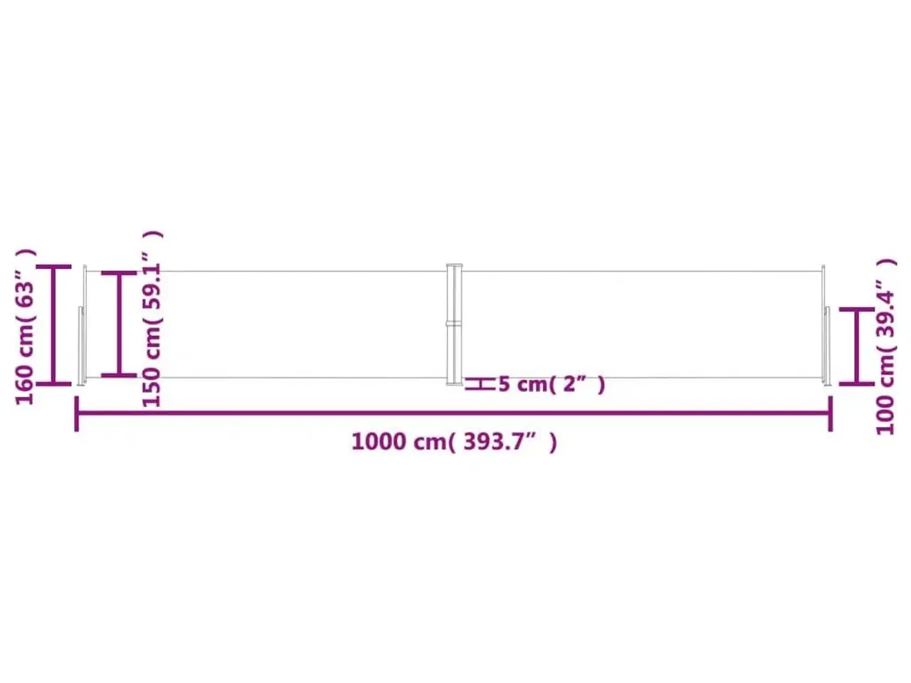 Billede 8 - Sammenrullelig sidemarkise 160x1000 cm sort