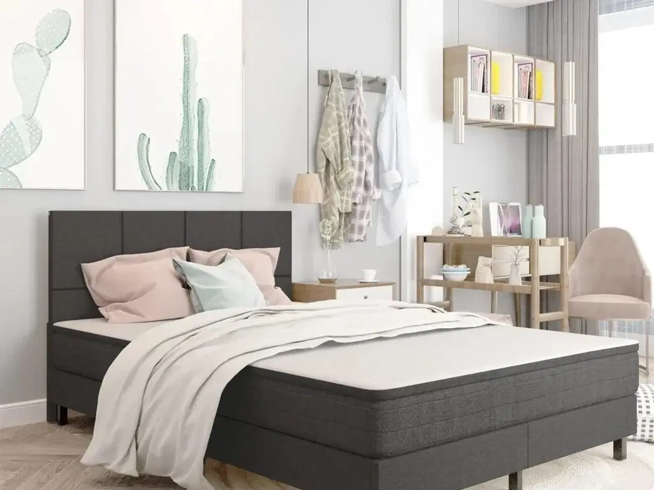 Billede 1 - Sengegavl 180x200 cm stof mørkegrå