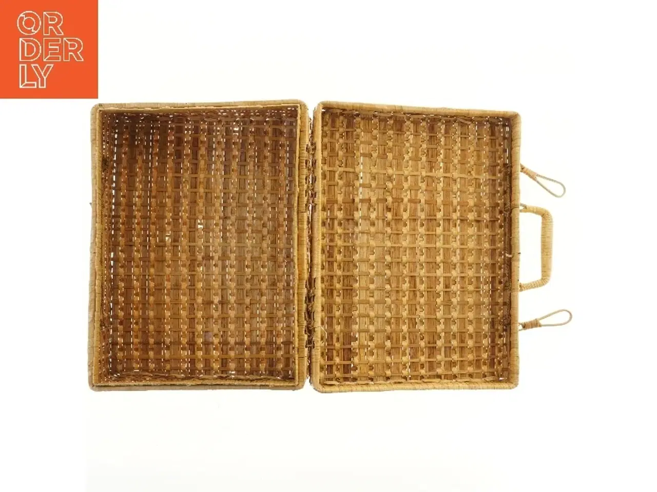 Billede 3 - Flettet picnic kurv med låg (str. 41x31x16 cm)