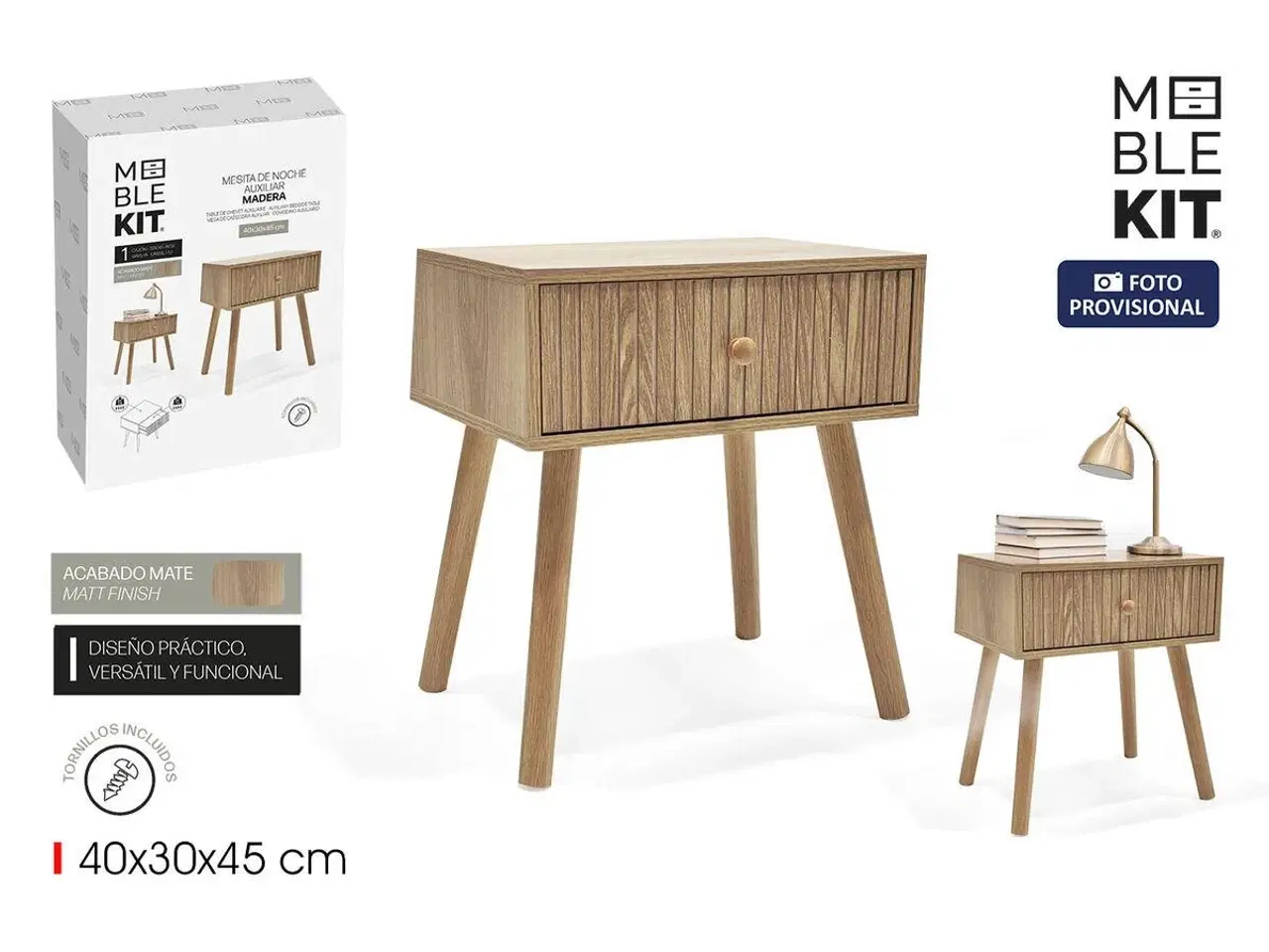 Billede 5 - Sengebord MobleKit brun 40 × 30 × 45 cm - 2 stk.