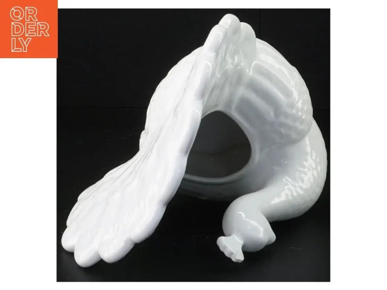 Billede 3 - Hvid påfugl porcelænsskål Urtepotte(str. 16 x 18 x 17 cm)