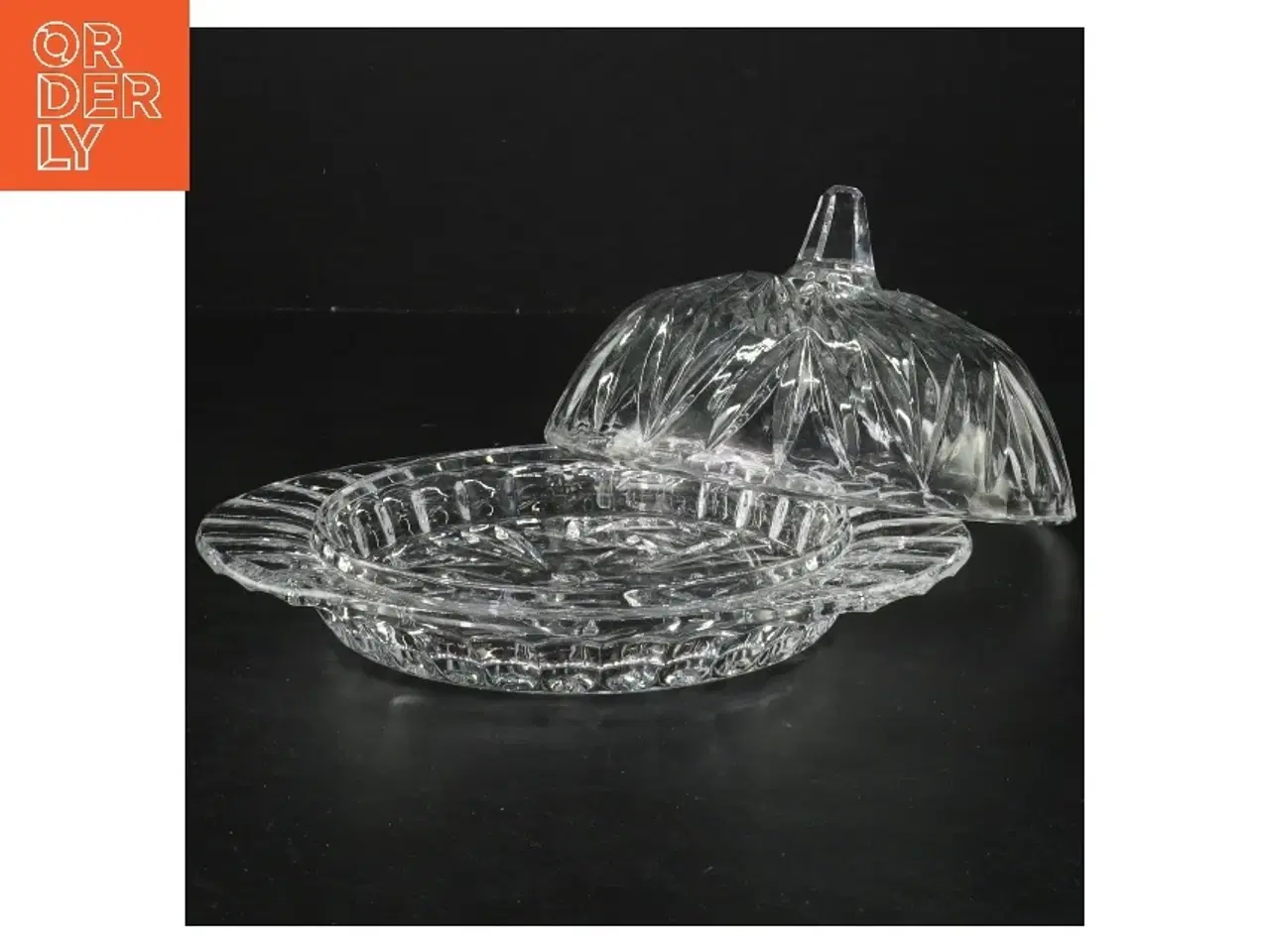Billede 2 - Krystal glas smørfad med låg (str. 18,5x15x10 cm)