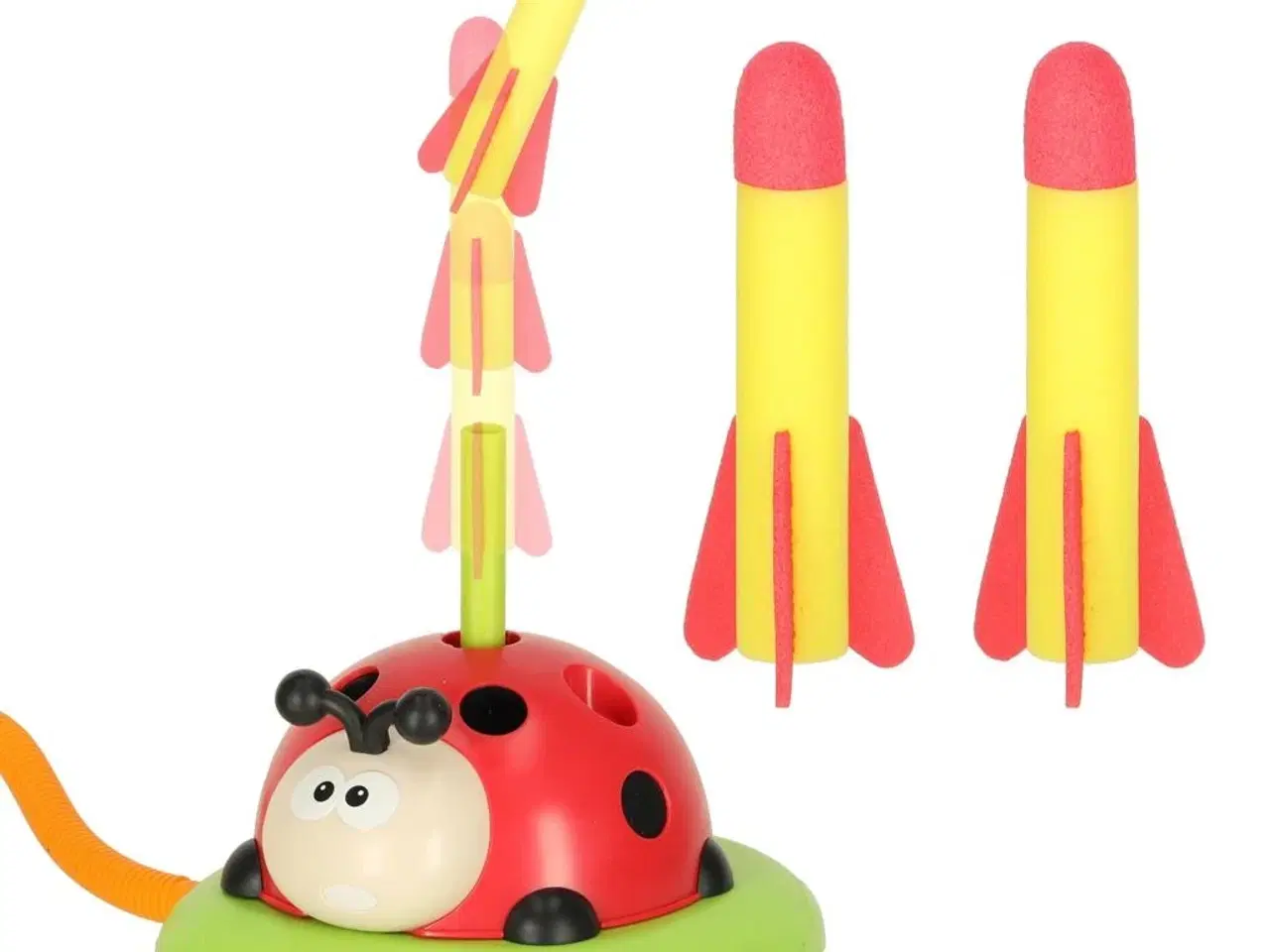 Billede 8 - Udendørs legetøj 3-i-1 – mariehøne springespil, ringspil og raket-affyrer til børn