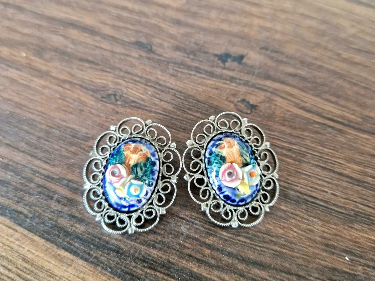 Billede 1 - Italienske vintage øreringe i mikromosaik 