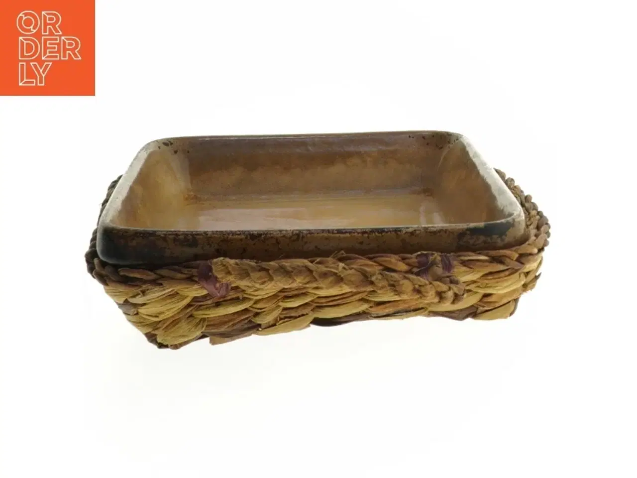 Billede 3 - Rustik ovnfast fad med serveringsbakke i flet (str. 26x20 cm)