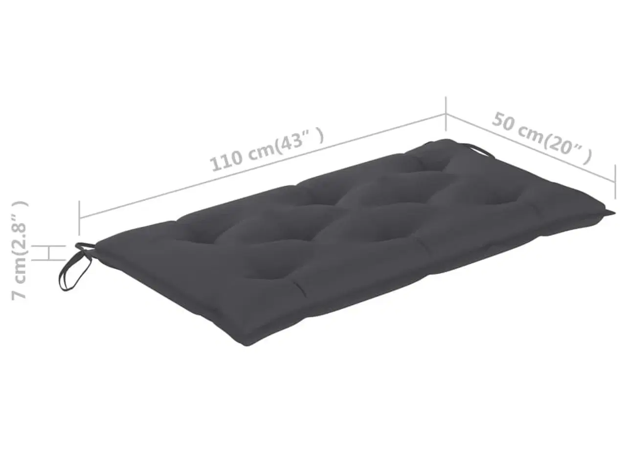 Billede 5 - Hynde til havebænk 110x50x7 cm oxfordstof antracitgrå