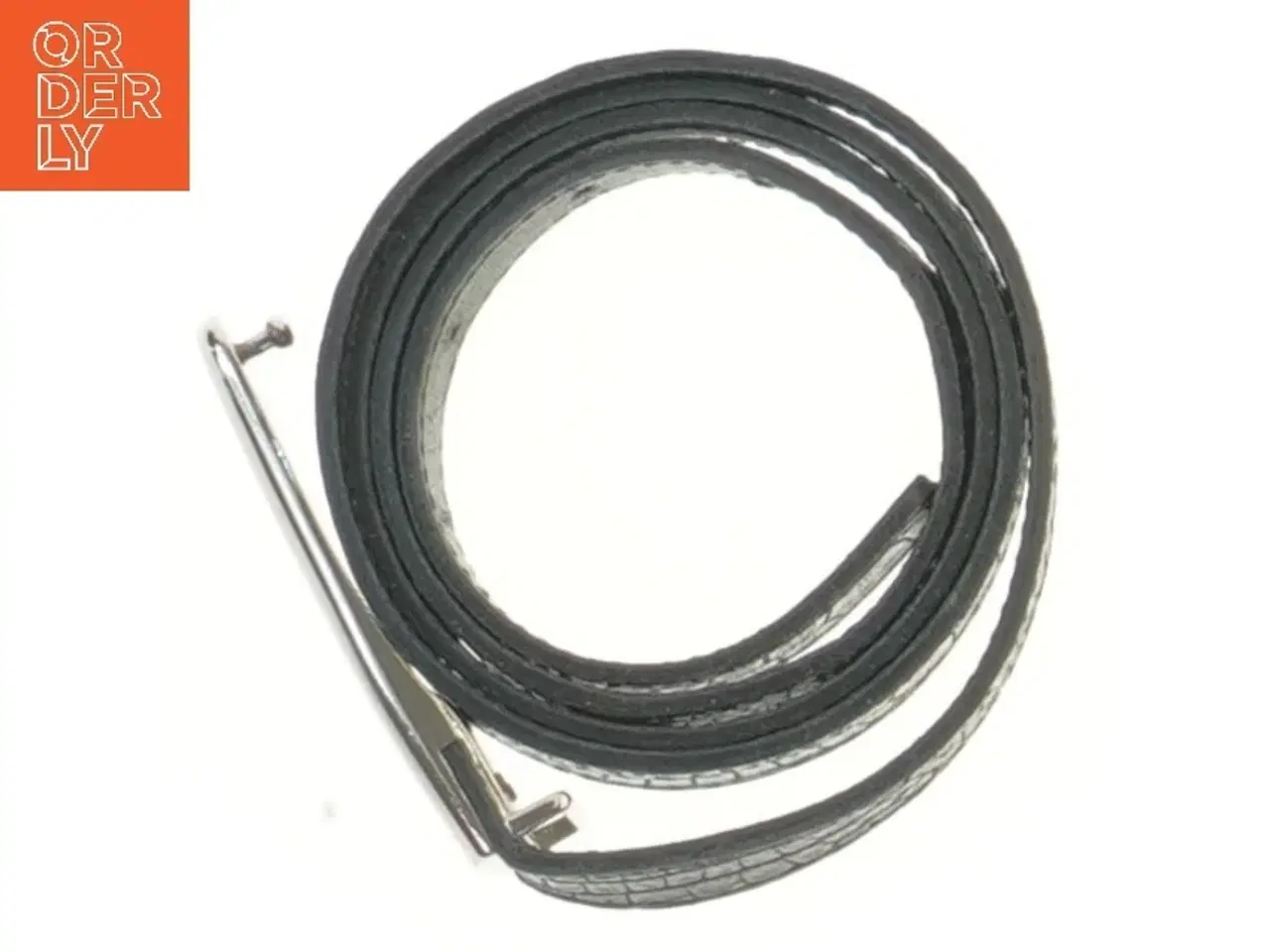 Billede 2 - Sort læderbælte med metalspænde (str. 85 cm)