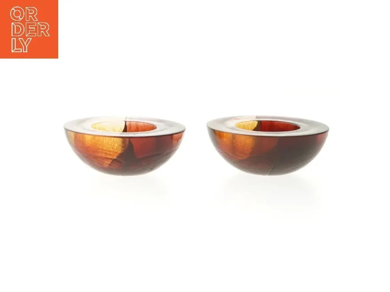 Billede 1 - Ravfarvede lysestager (str. Ø 7,7x3 cm)